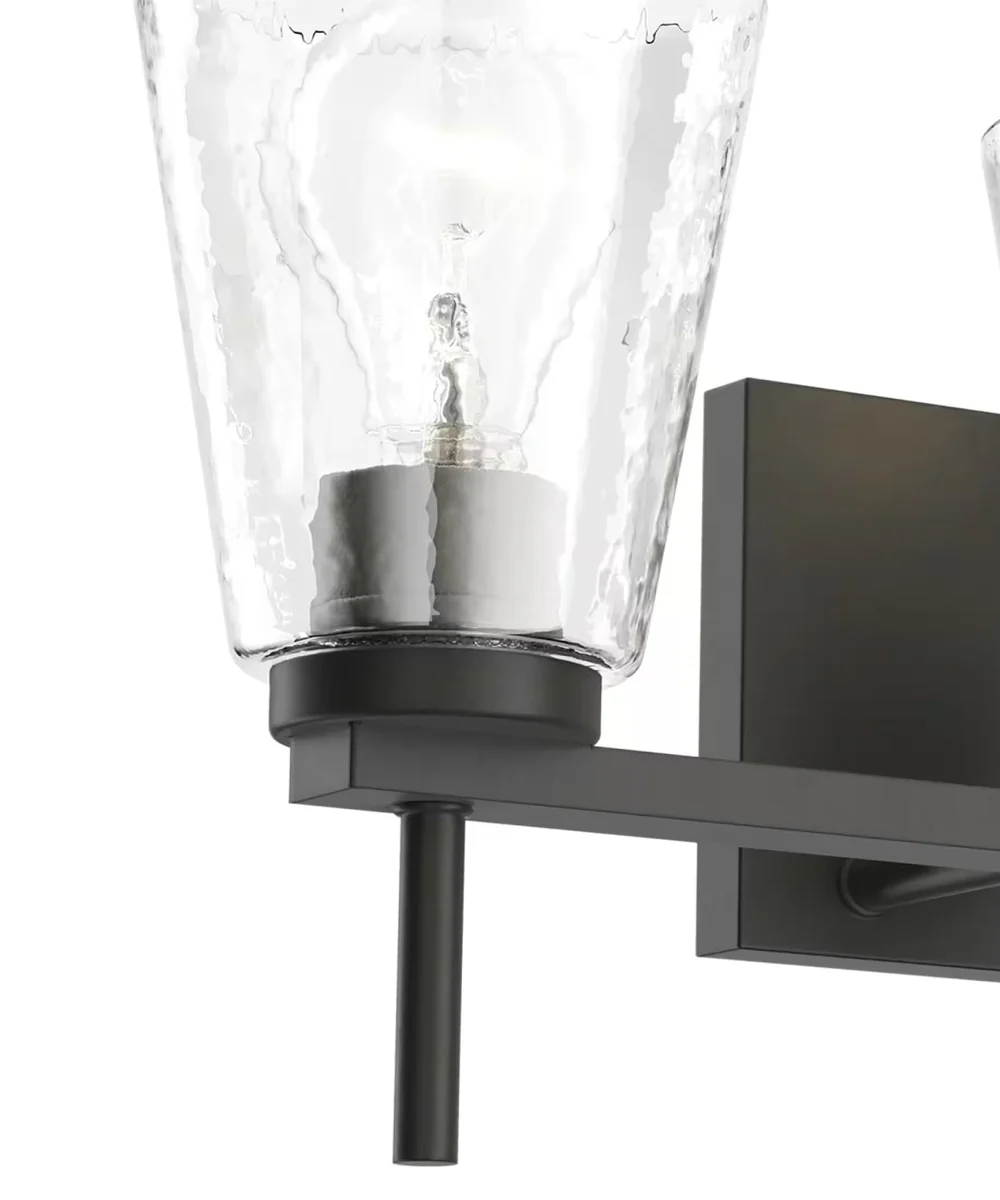 Renslow 21"W 3-Light Bath Vanity Light Fixture by Kichler Black Finish with Hammered Glass Shades - Image 4