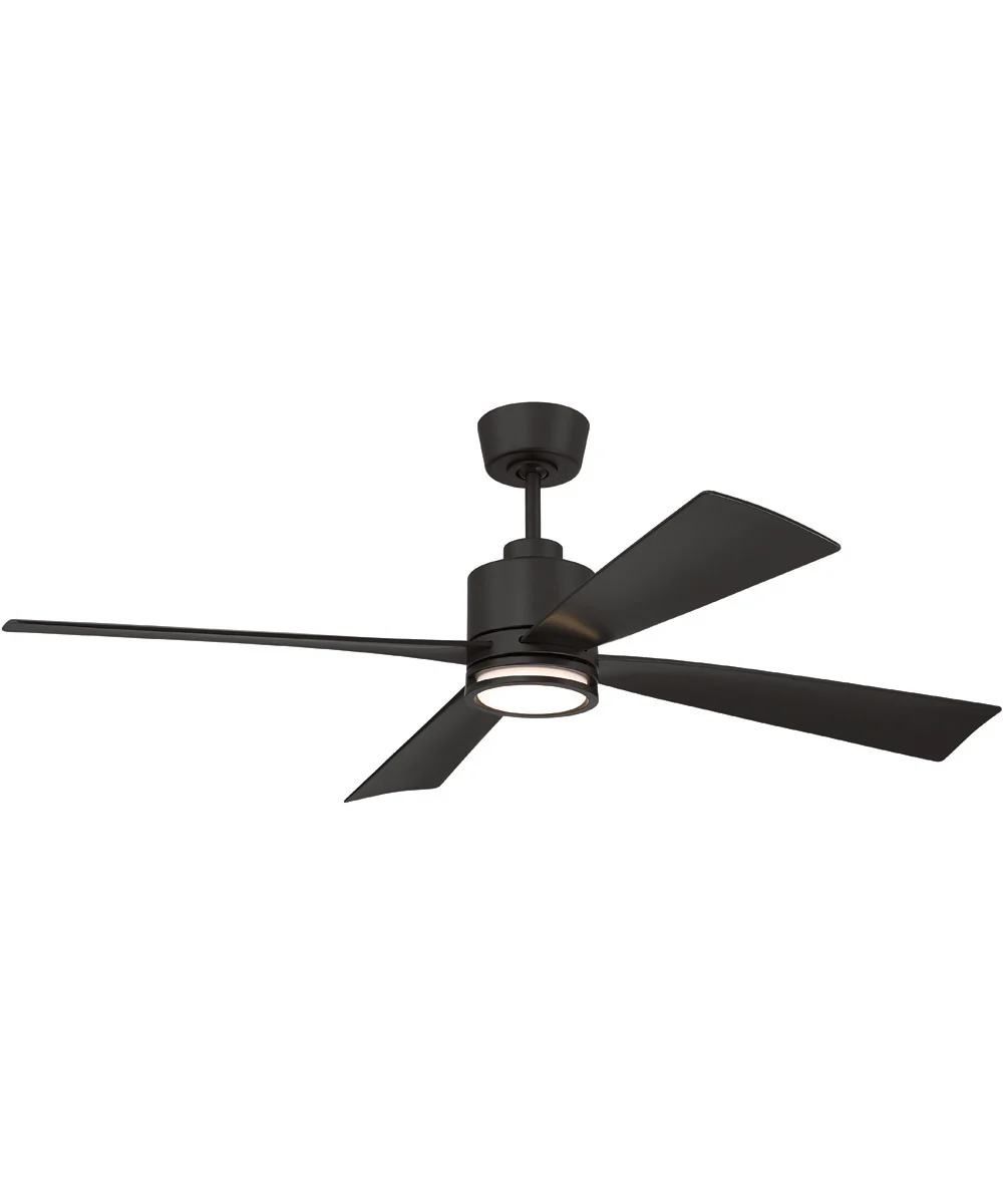 Rhett 52" 4-Blade Indoor/Outdoor Ceiling Fan Damp Rated 1-Light Fan Flat Black - Image 2