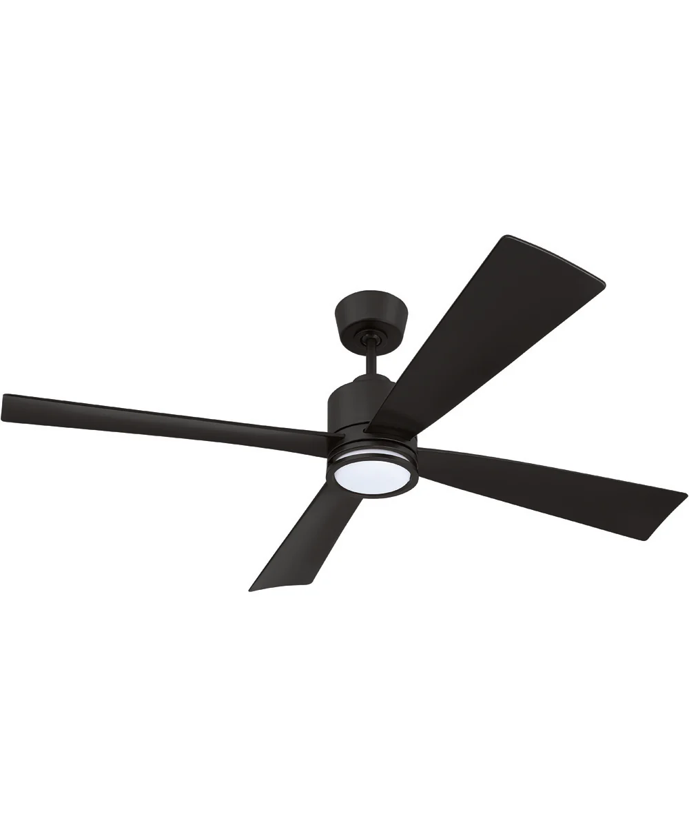 Rhett 52" 4-Blade Indoor/Outdoor Ceiling Fan Damp Rated 1-Light Fan Flat Black - Image 3