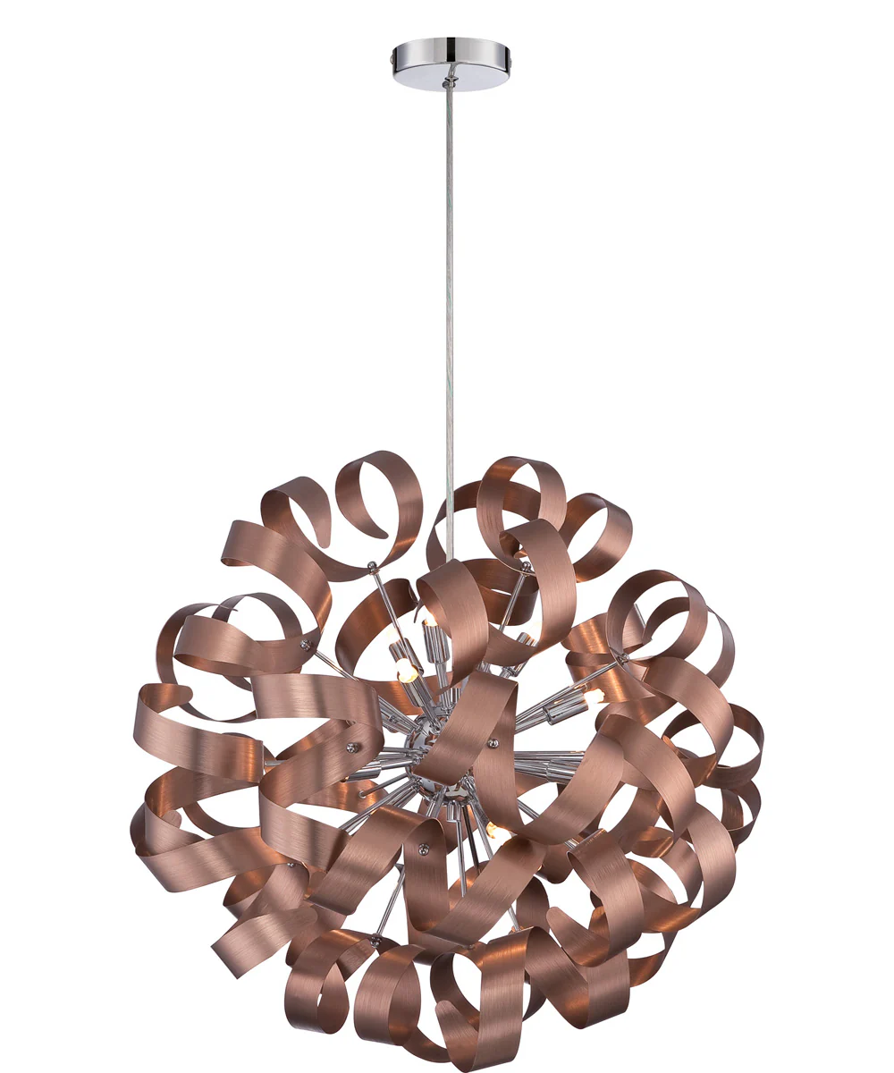 Ribbons 12-light Pendant Satin Copper
