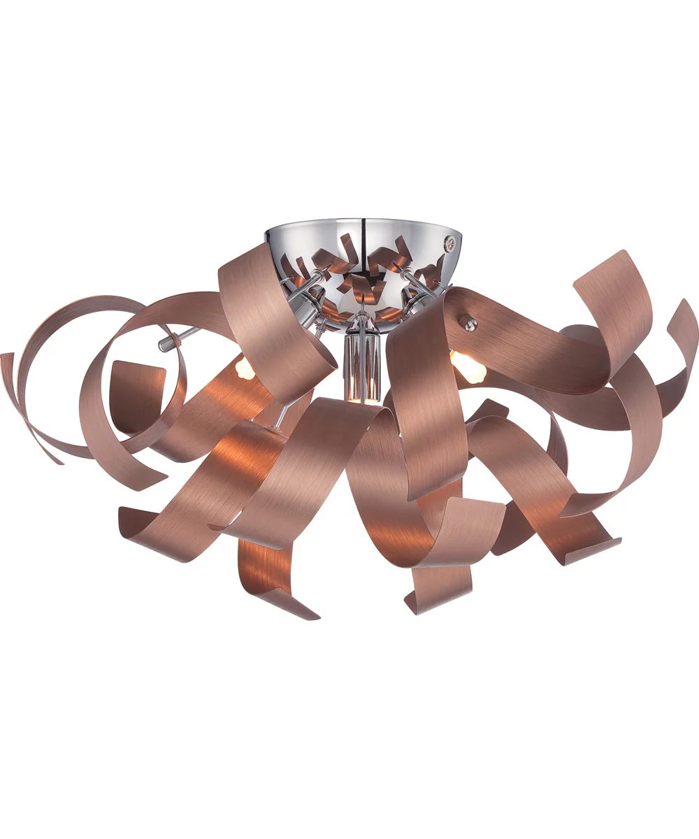Ribbons Large 4-light Flush Mount Satin Copper - Image 2