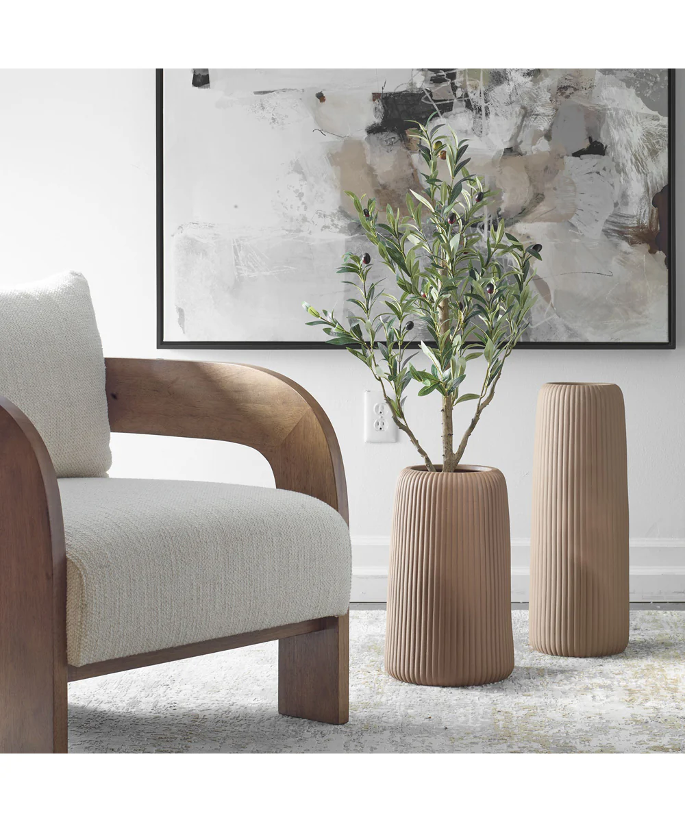 Ridge Light Brown Vases, Set of 2 - Image 2