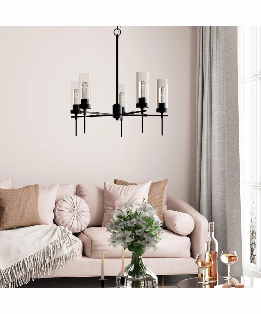 Riley 5-Light Chandelier Matte Black - Image 2