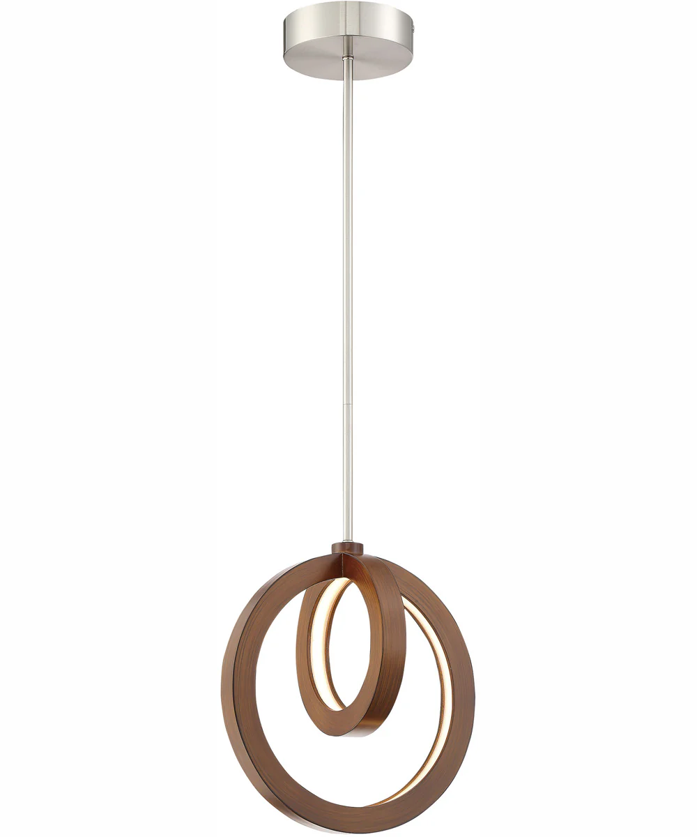Rimmy 1-Light Led Pendant Walnut/Brushed Nickel