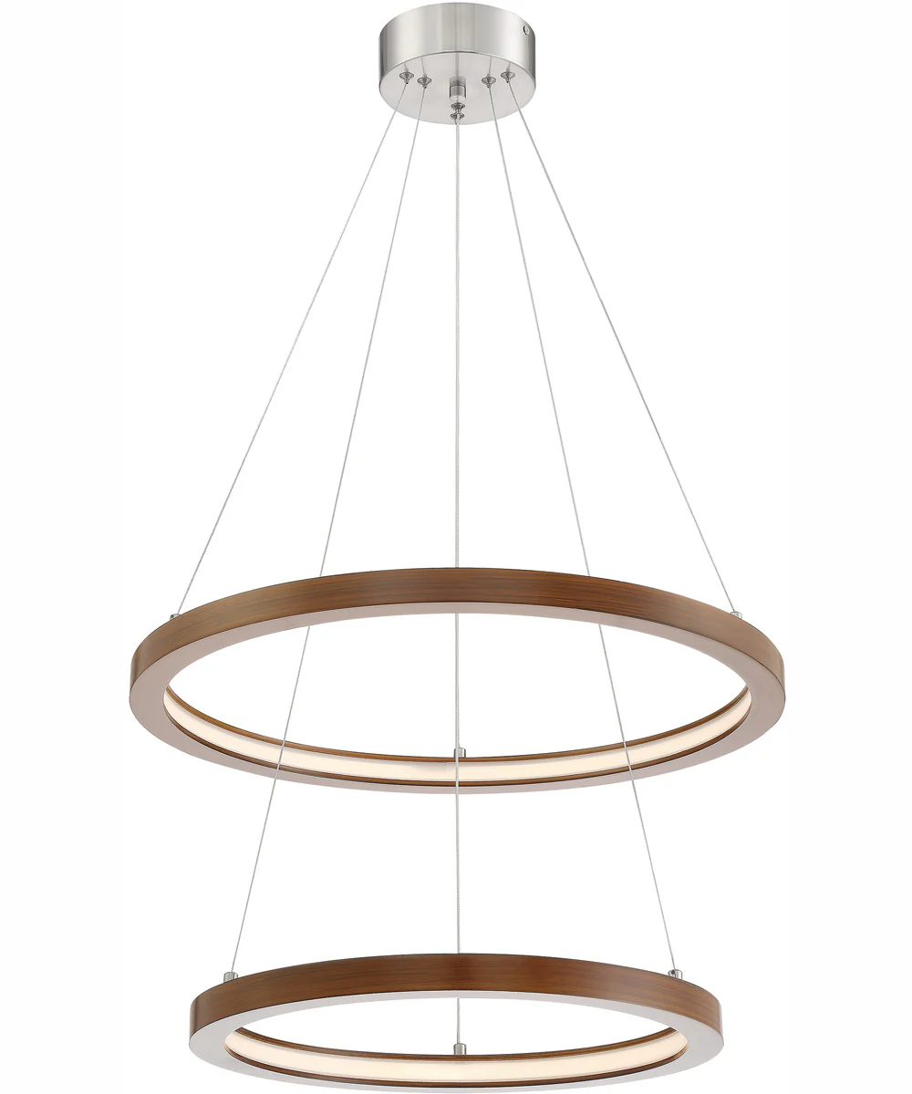 Rimmy 2-Light Led Pendant Walnut/Brushed Nickel