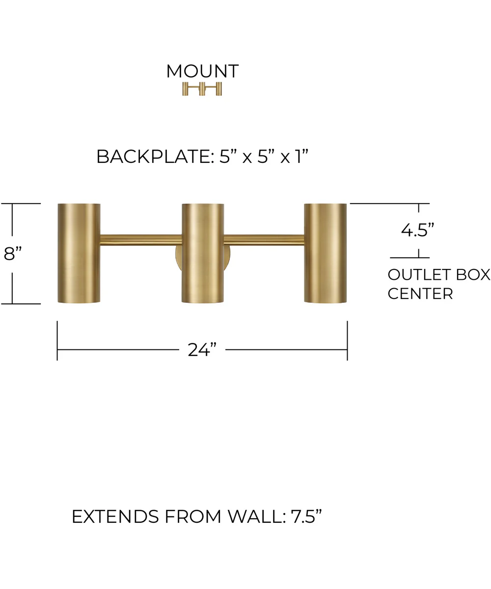 Robbie 3-Light Vanity Aged Brass - Image 7
