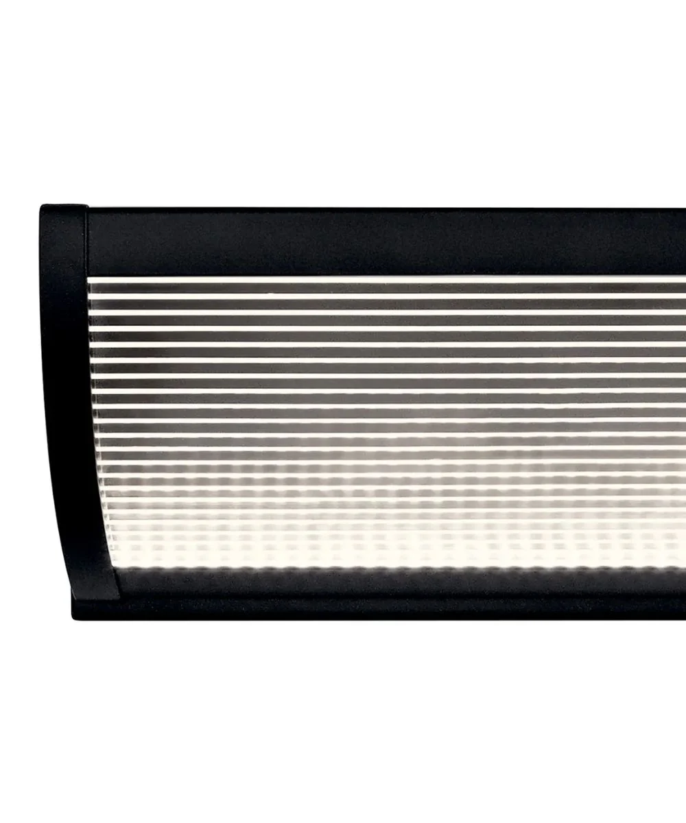 Roone 34"W 1-Light LED  Vanity Bath Light Matte Black Finish, Clear Ribbed Shade by Kichler - Image 4