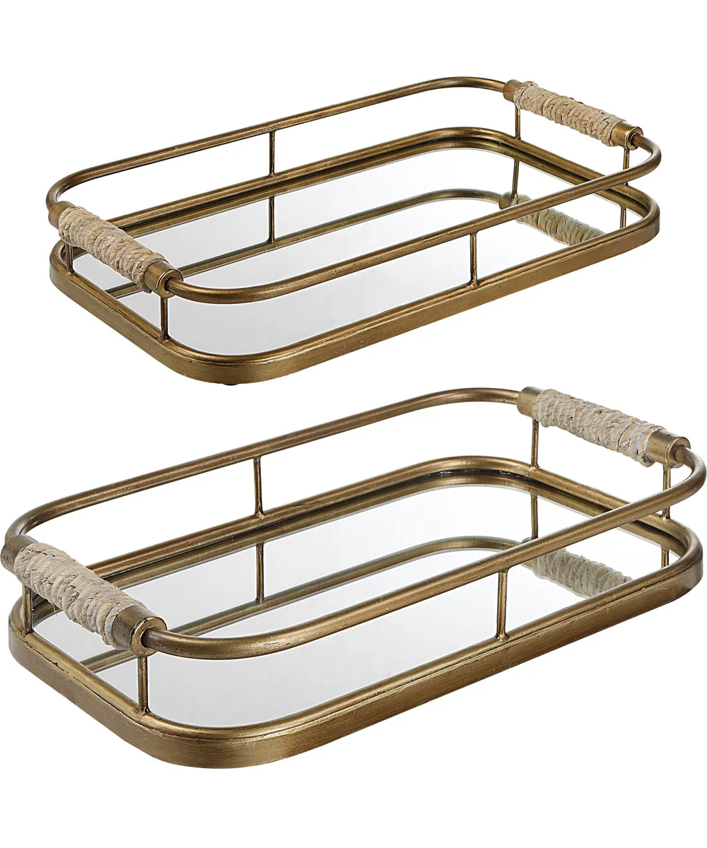 Rosea Brushed Gold Trays, Set of 2 - Image 3