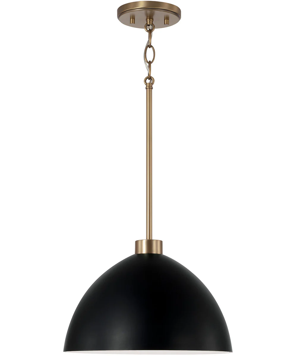 Ross 1-Light Pendant Aged Brass and Black