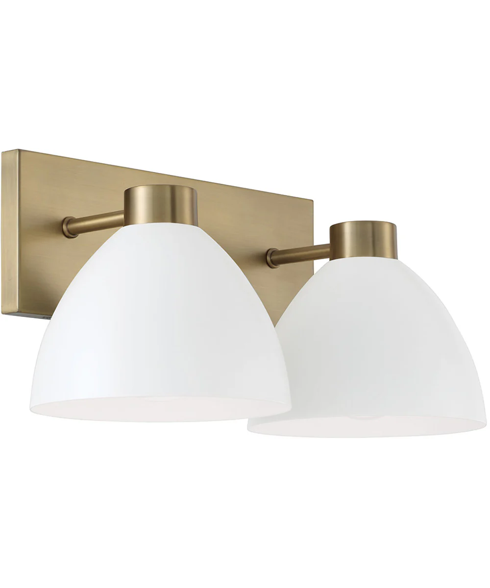 Ross 2-Light Vanity Aged Brass and White