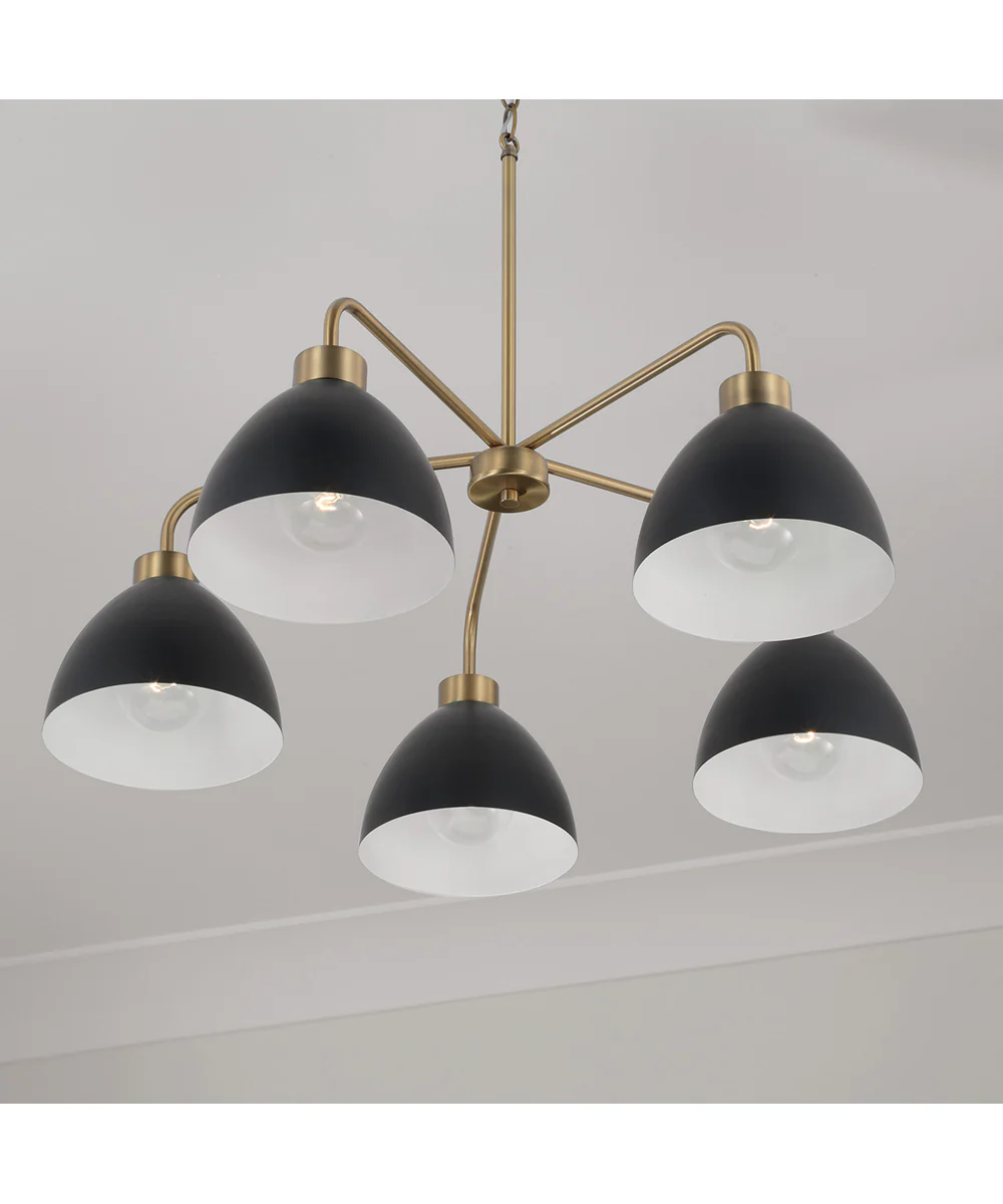 Ross 5-Light Chandelier Aged Brass and Black - Image 3