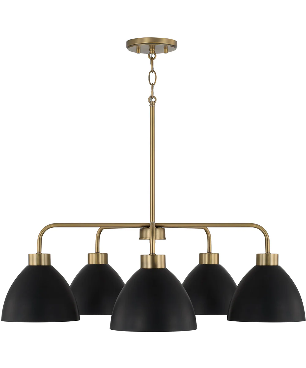Ross 5-Light Chandelier Aged Brass and Black - Image 4