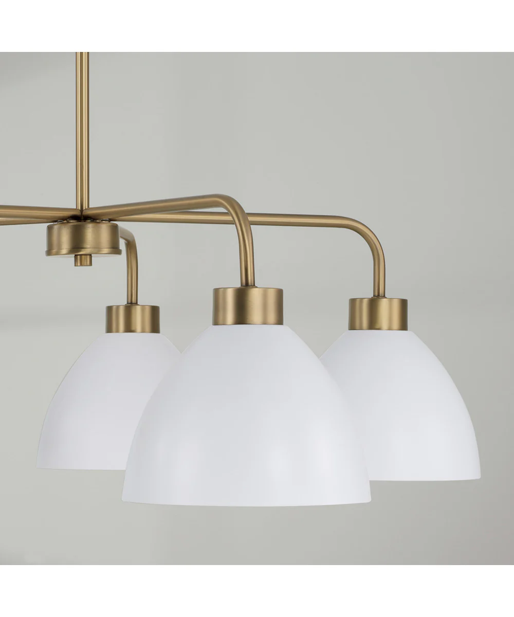 Ross 5-Light Chandelier Aged Brass and White - Image 3