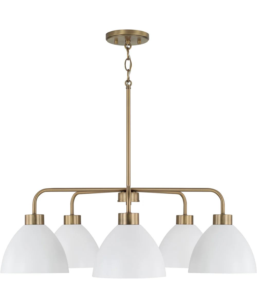 Ross 5-Light Chandelier Aged Brass and White - Image 4