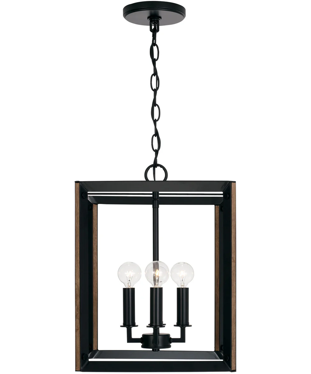 Rowe 4-Light Foyer Matte Black and Brown Wood