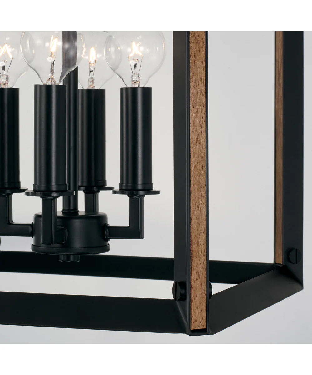 Rowe 4-Light Foyer Matte Black and Brown Wood - Image 3