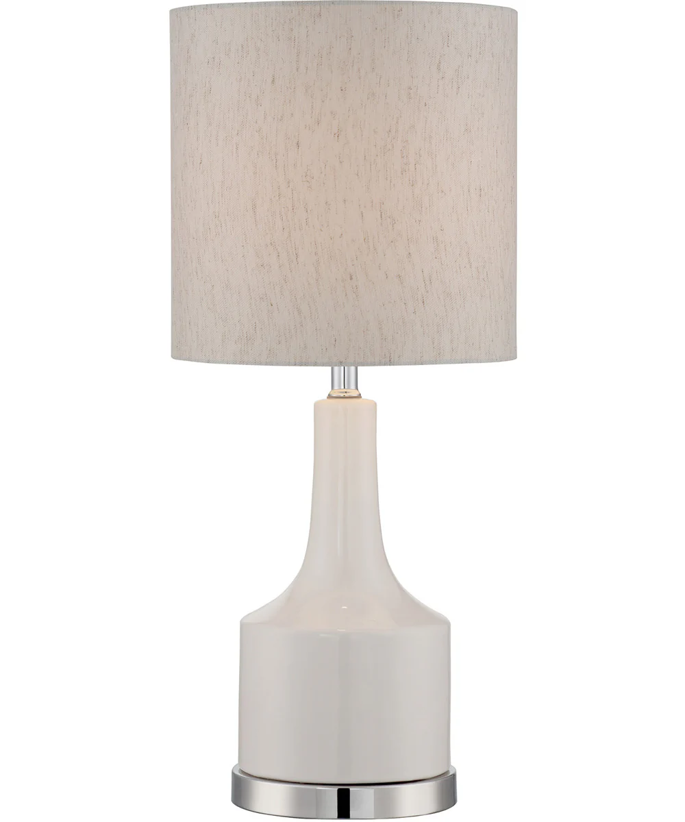 Ruana 1-Light Table Lamp White/Linen Fabric Shade