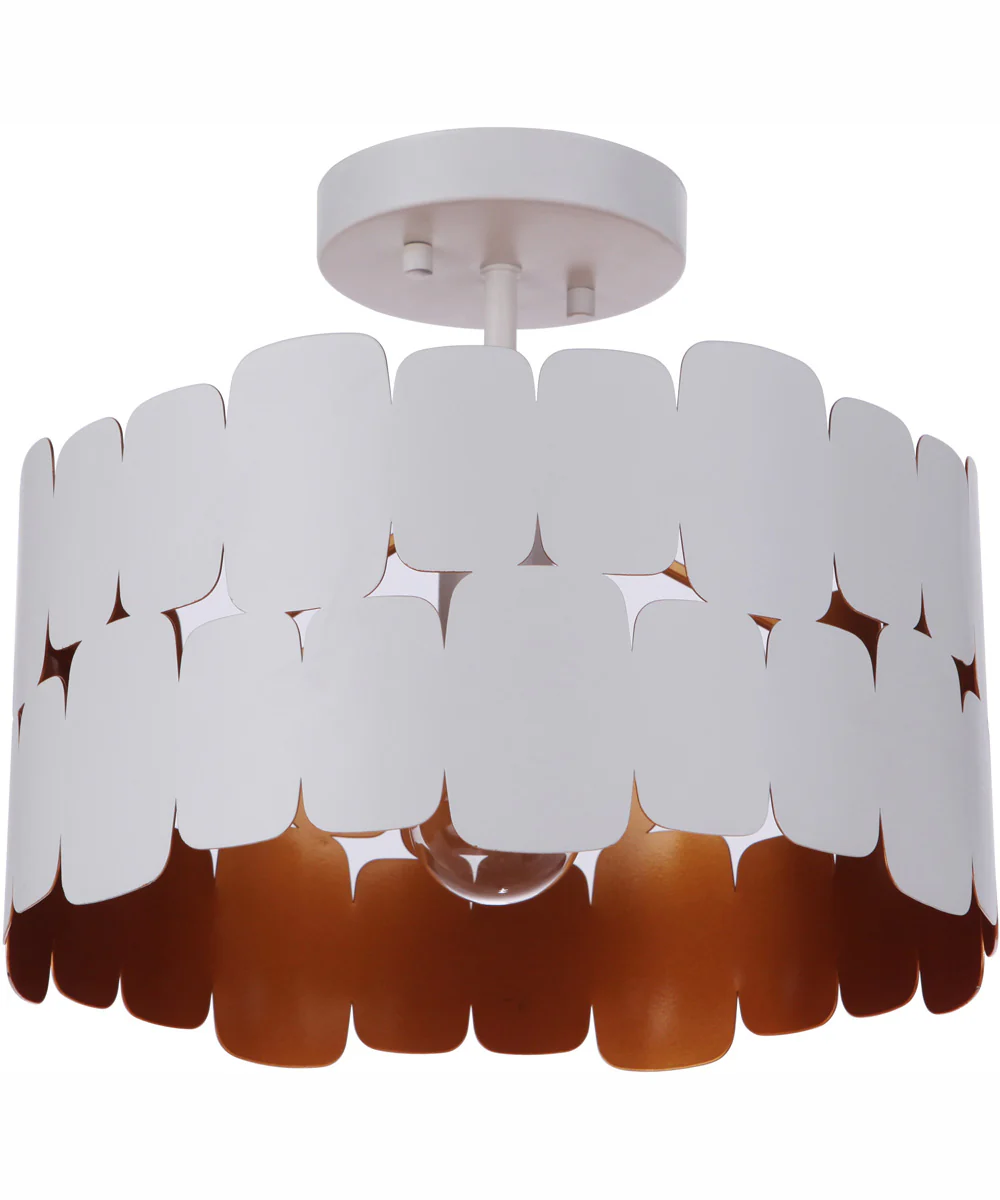 Sabrina 1-Light Semi Flush Matte White / Gold Luster