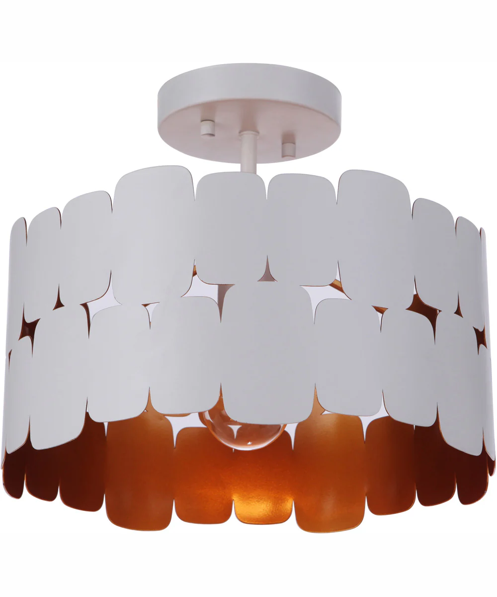 Sabrina 1-Light Semi Flush Matte White / Gold Luster - Image 2
