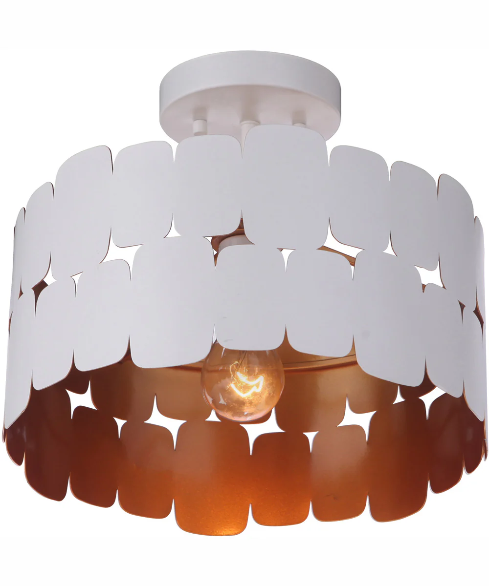 Sabrina 1-Light Semi Flush Matte White / Gold Luster - Image 6