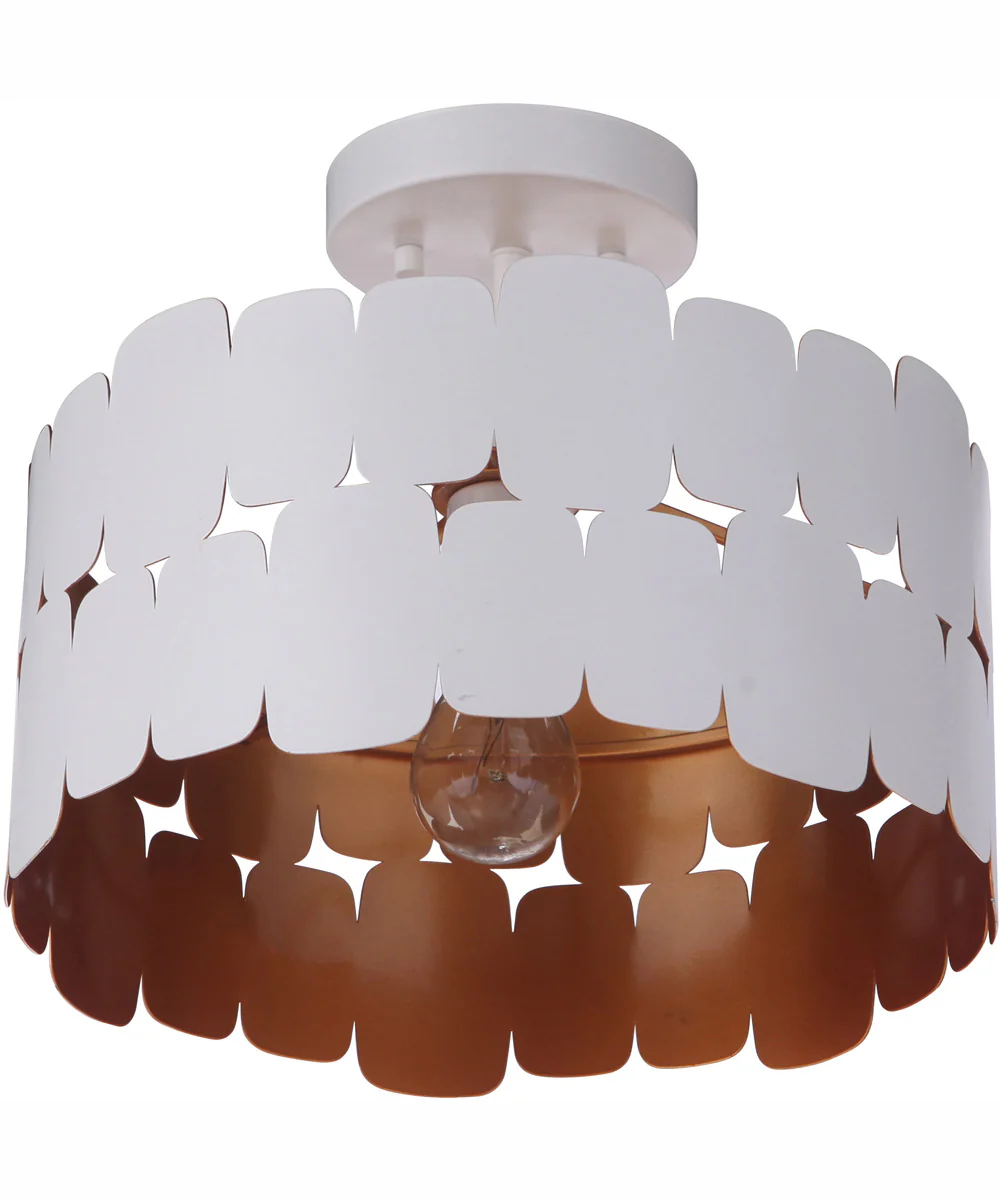 Sabrina 1-Light Semi Flush Matte White / Gold Luster - Image 7