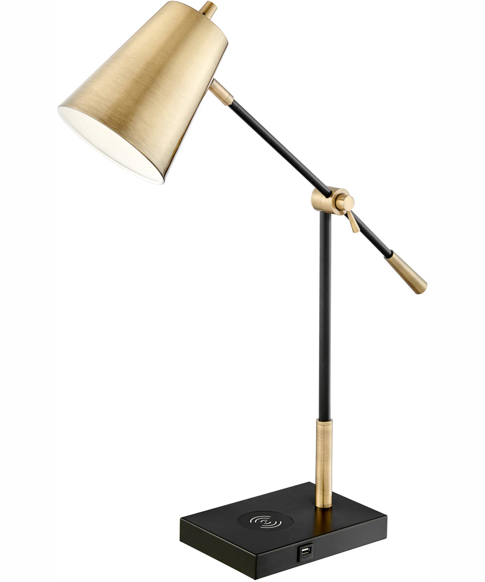 Salma 1-Light Table/Desk Lamp Antique Brass/Black