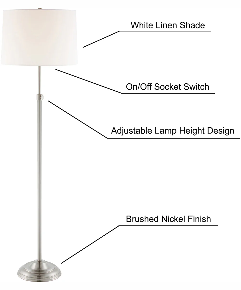 Sandoval 1-Light 3Pcs Floor & Table Lamp Set Brushed Nickel/White Shade - Image 10