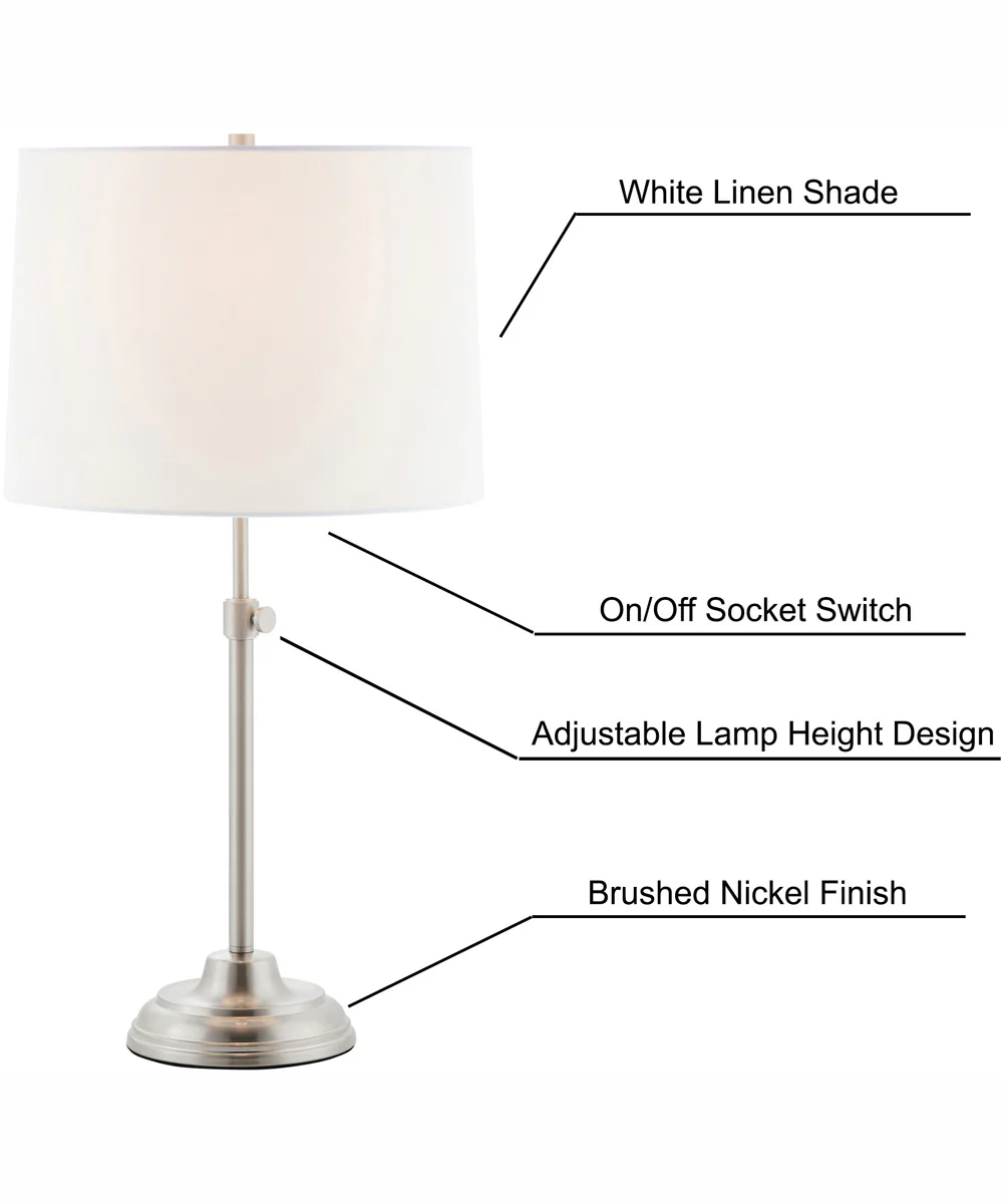 Sandoval 1-Light 3Pcs Floor & Table Lamp Set Brushed Nickel/White Shade - Image 9