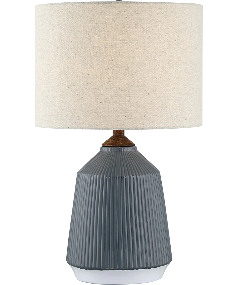 Saratoga 1-Light Table Lamp Grey Ceremichrome/ L.Beige Fabric Shade