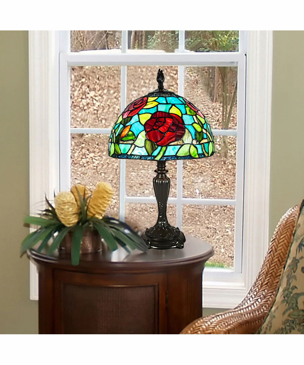 Saros Rose Tiffany Table Lamp - Image 2