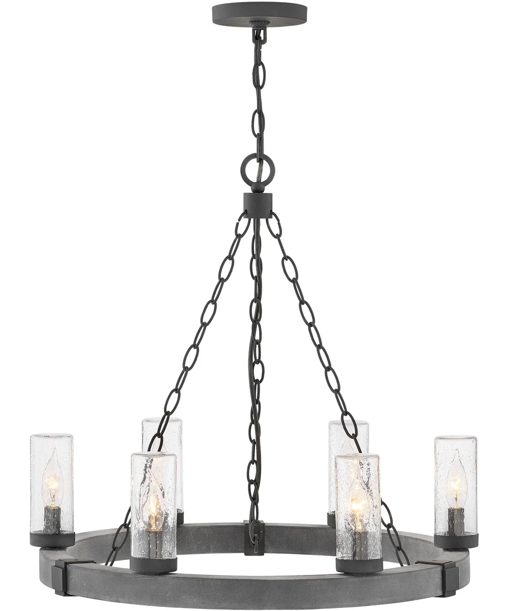 Sawyer 6-Light Medium Outdoor Single Tier in Aged Zinc