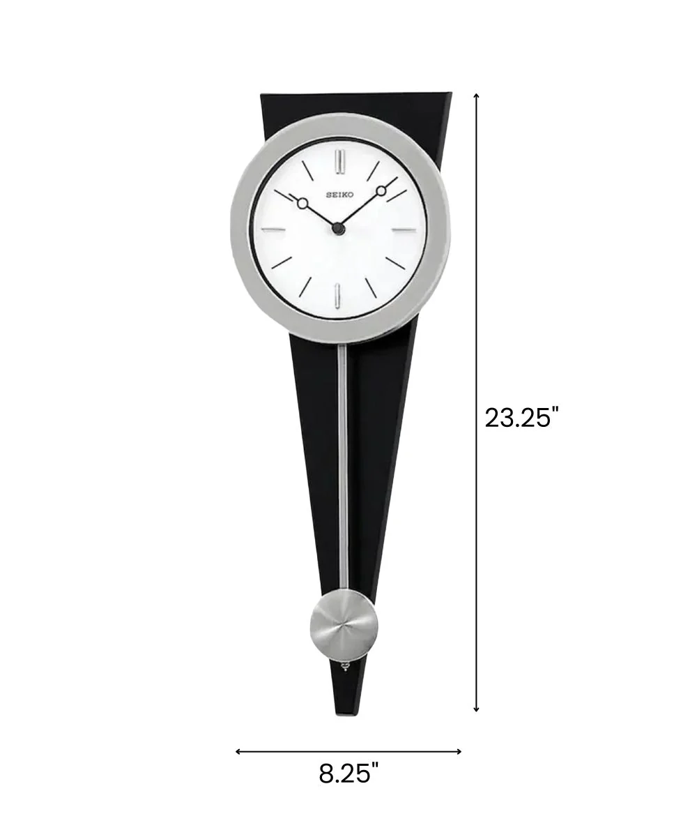 Wall Clock Silver-Tone On Black Solid Wood Base - Image 3