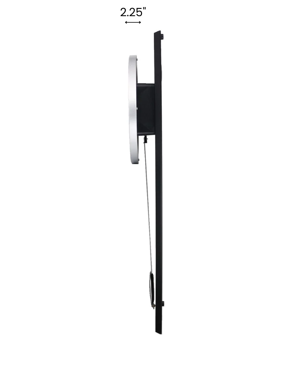 Wall Clock Silver-Tone On Black Solid Wood Base - Image 4