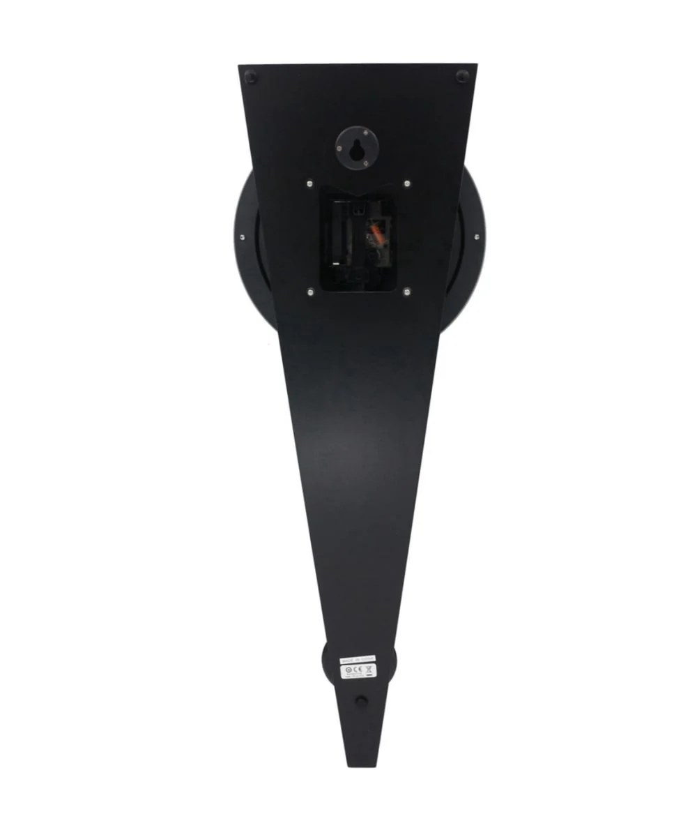 Wall Clock Silver-Tone On Black Solid Wood Base - Image 5