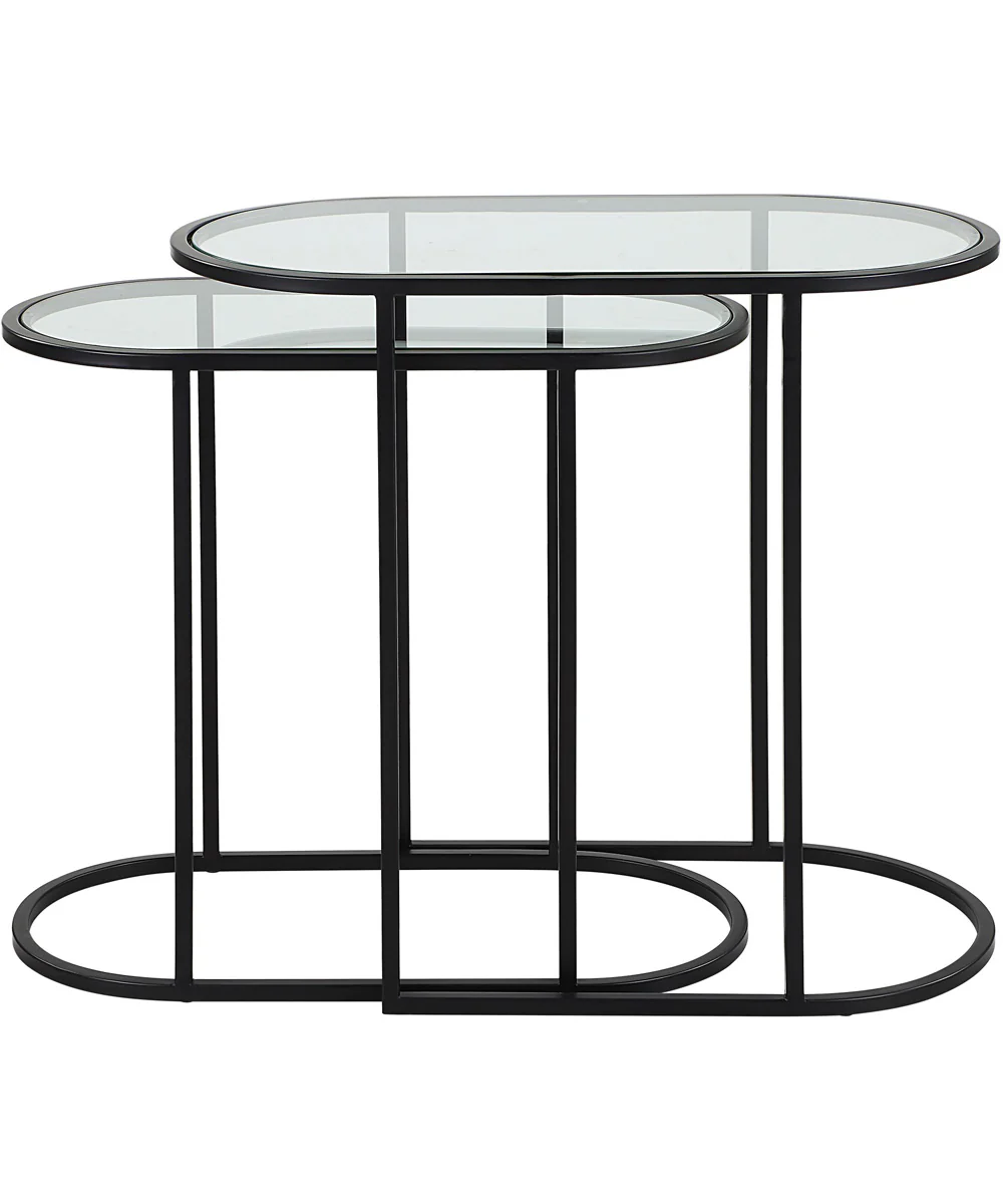Set of 2 Iron Nesting Tables in Matte Black - Image 3