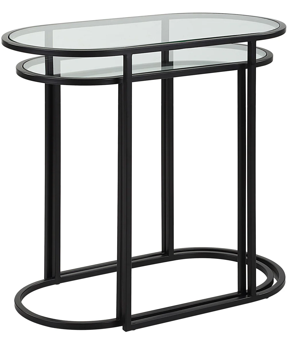 Set of 2 Iron Nesting Tables in Matte Black - Image 4