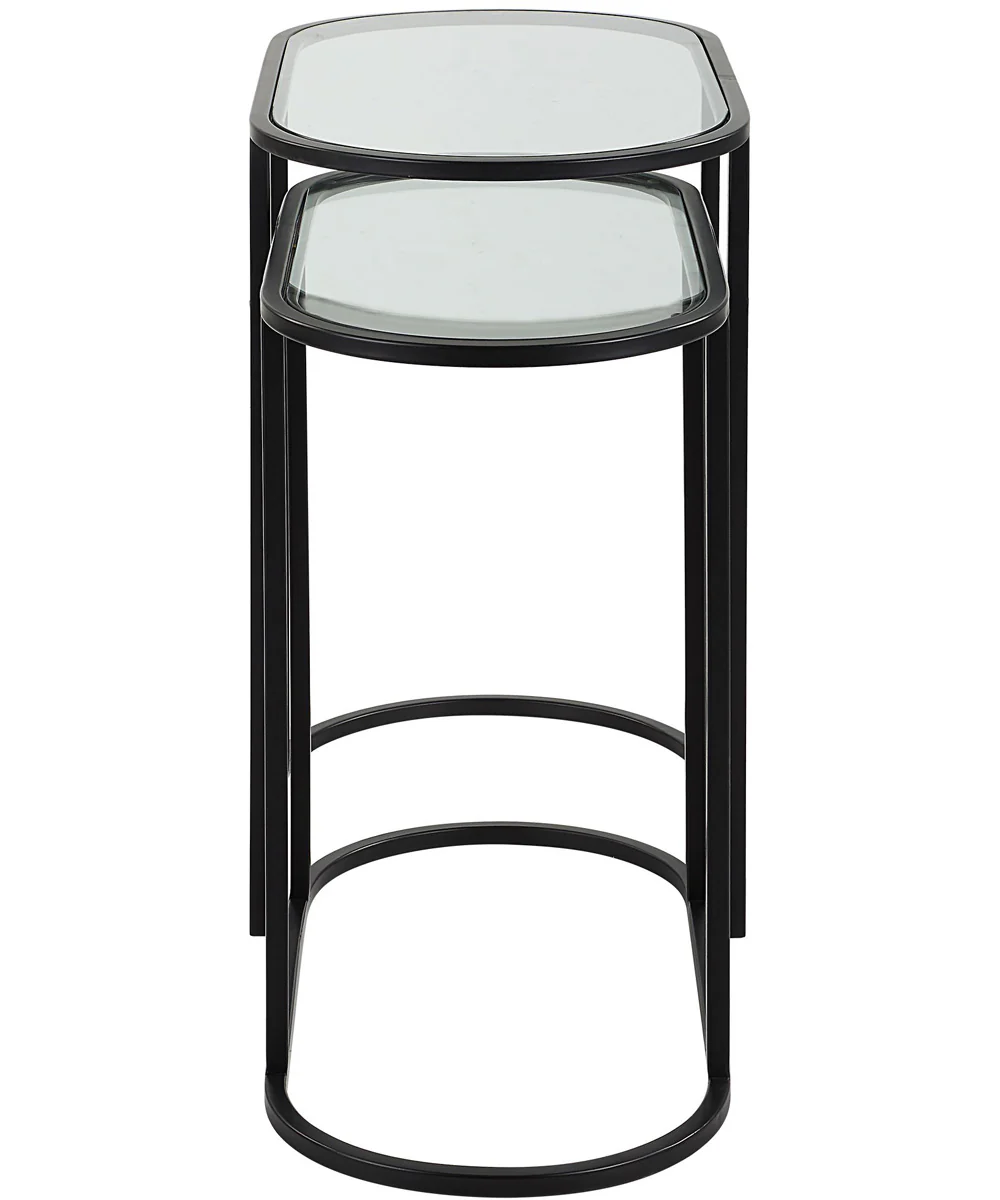 Set of 2 Iron Nesting Tables in Matte Black - Image 5