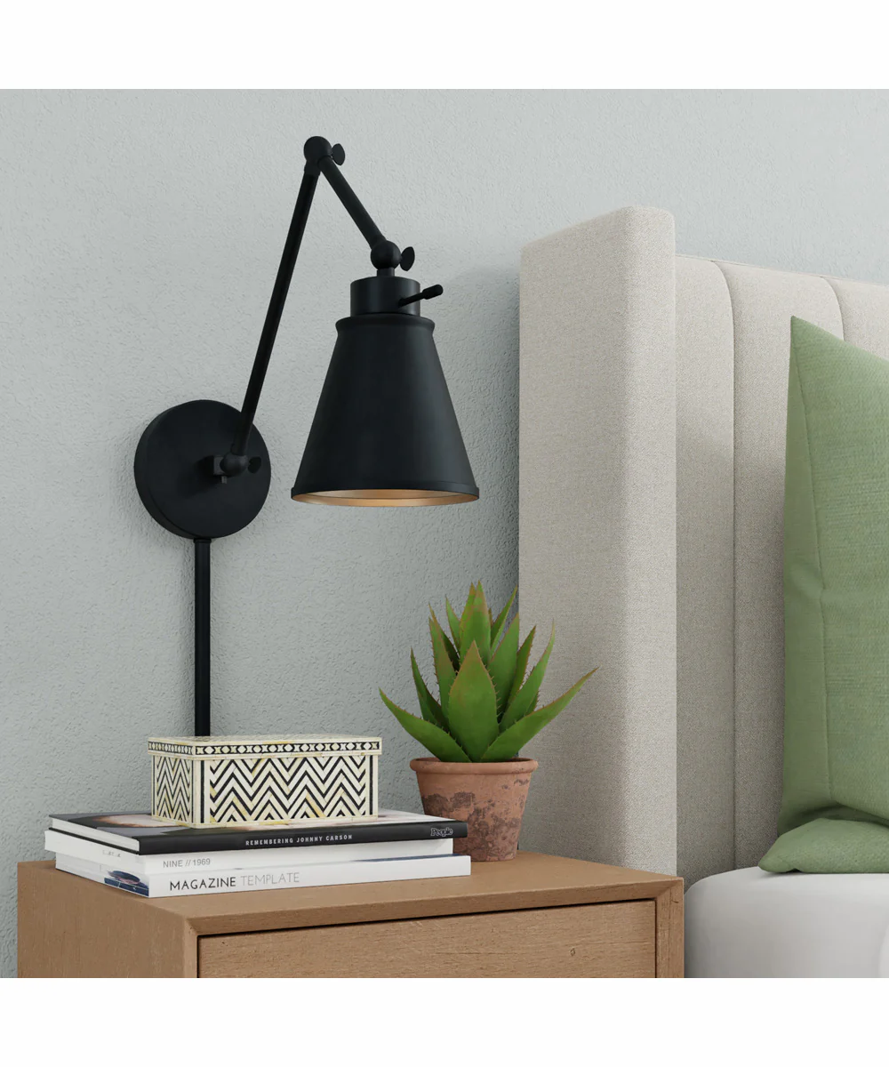 Shay 1-Light Plug In Sconce Matte Black, 6"W - Image 2