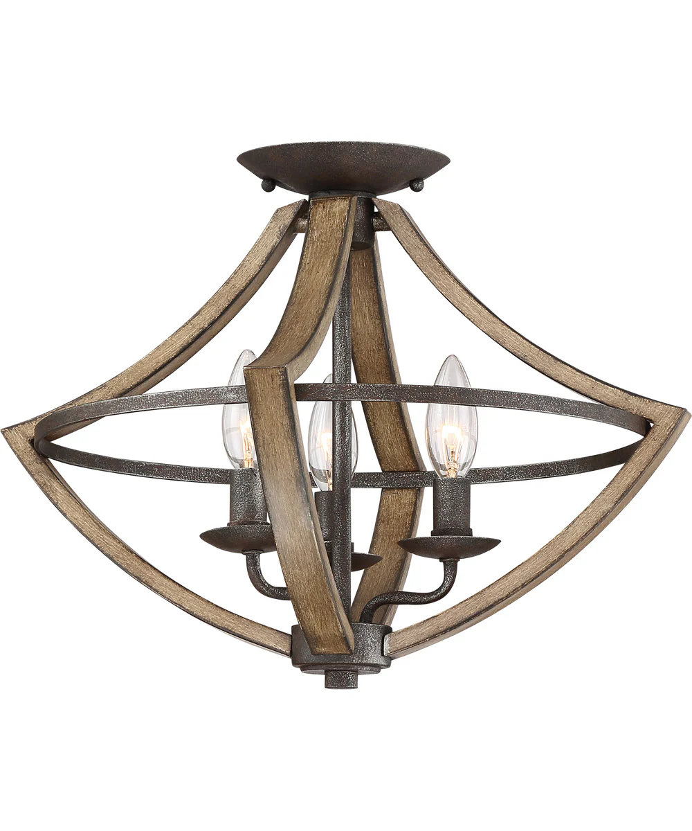 Shire 3-light Flush Mount Rustic Black - Image 2