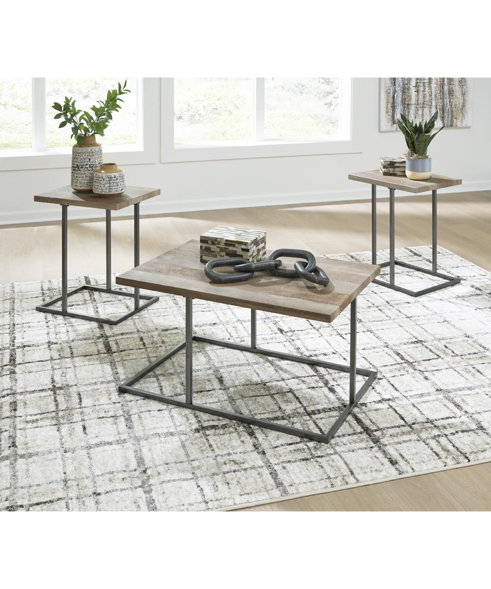 Albreane Occasional Table Set Set of 3 Grayish Brown/Black - Image 2