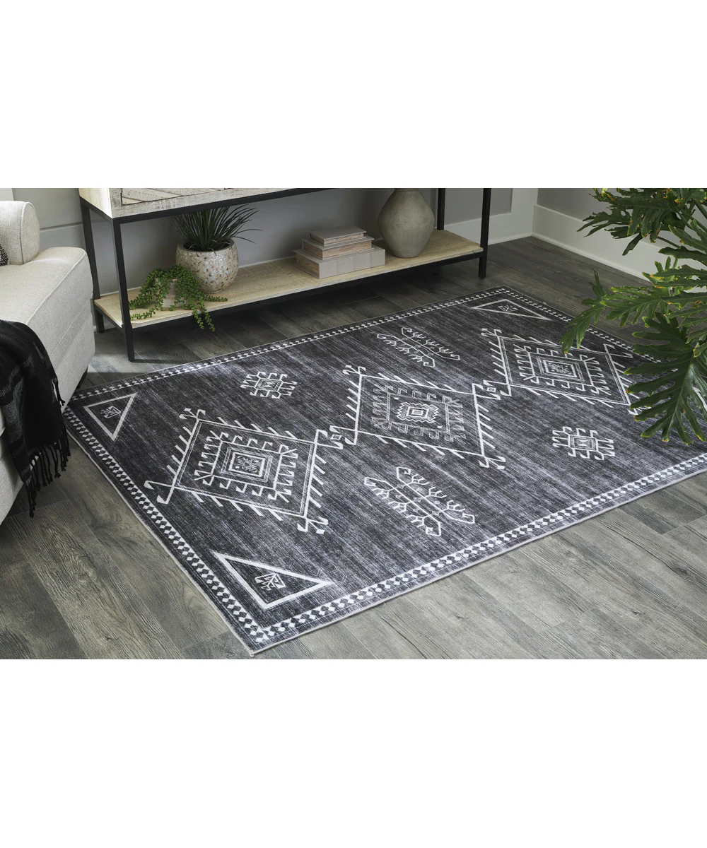 Arloman Washable Medium Rug Black/Cream/Gray - Image 2