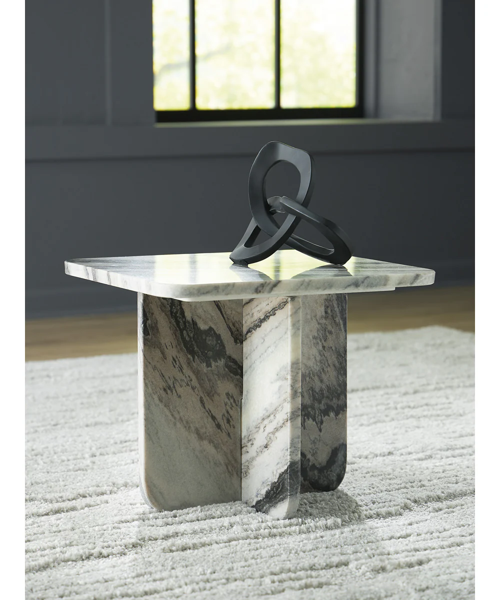 Baretton Accent Cocktail Table Black/White/Taupe - Image 2