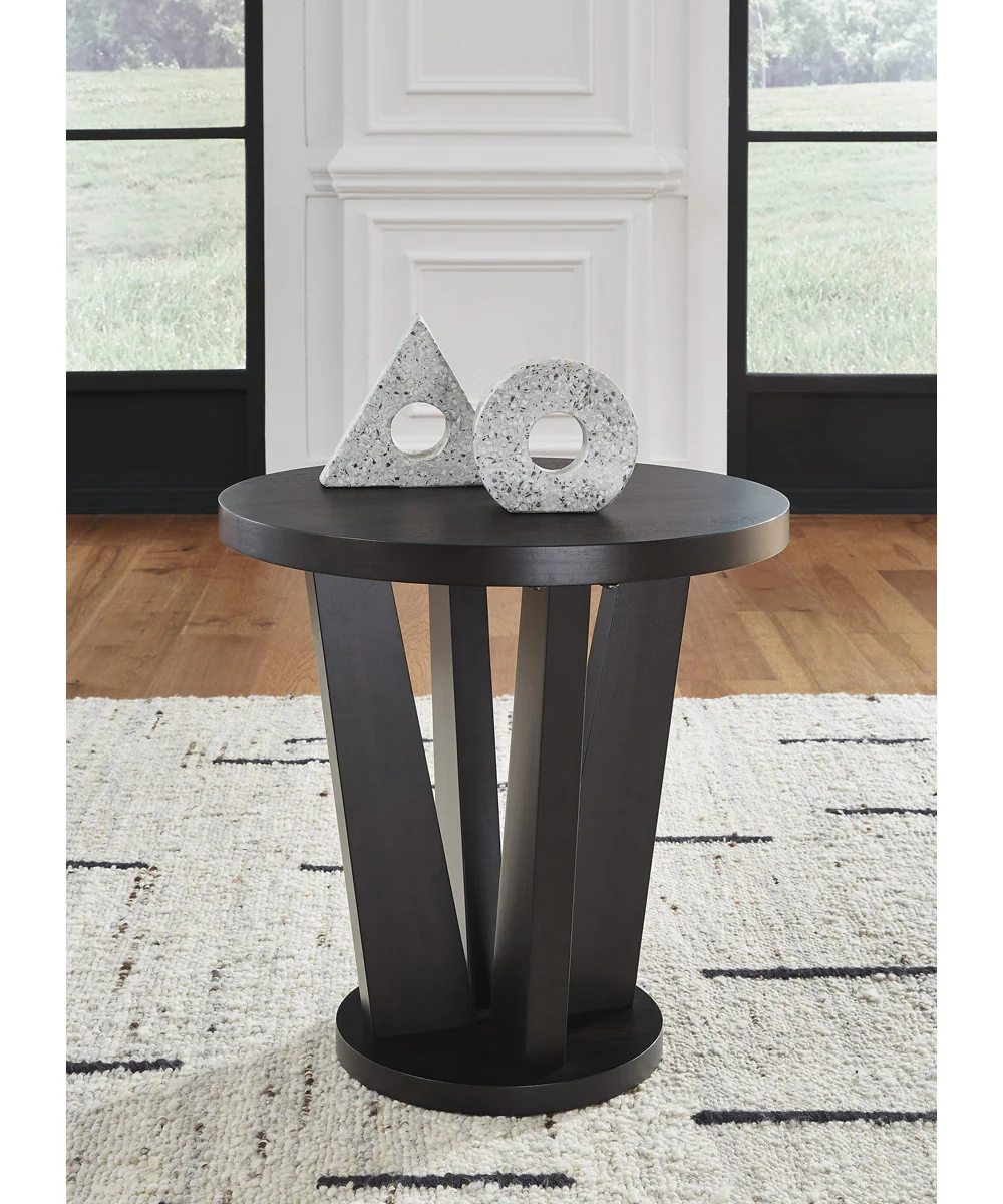 Chasinfield Round End Table Dark Brown - Image 2