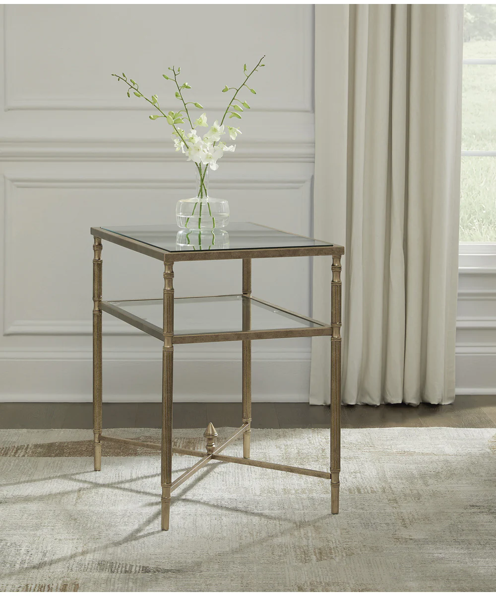 Cloverty Rectangular End Table Aged Gold - Image 2