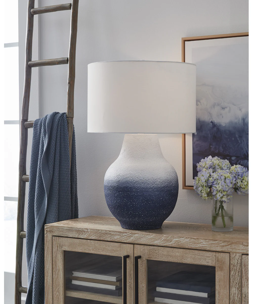 Dashland Metal Table Lamp White/Navy - Image 2
