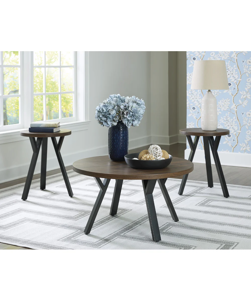 Elbrynn Occasional Table Set Set of 3 Brown/Black - Image 2