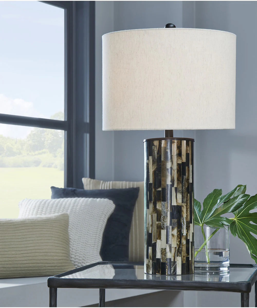 Ellford Poly Table Lamp Black/Brown/Cream - Image 2