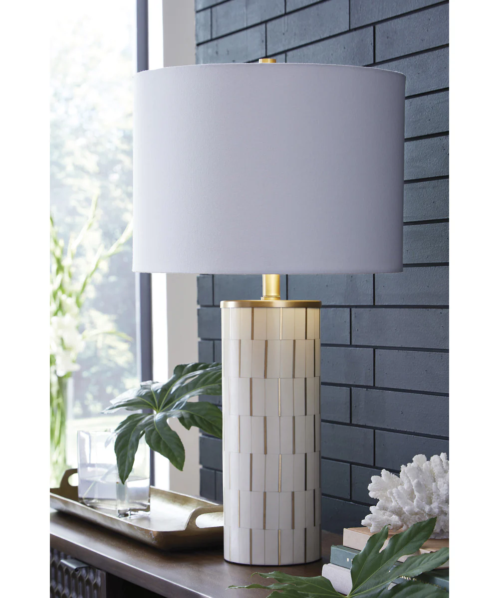 Faridworth Poly Table Lamp White/Gold - Image 2