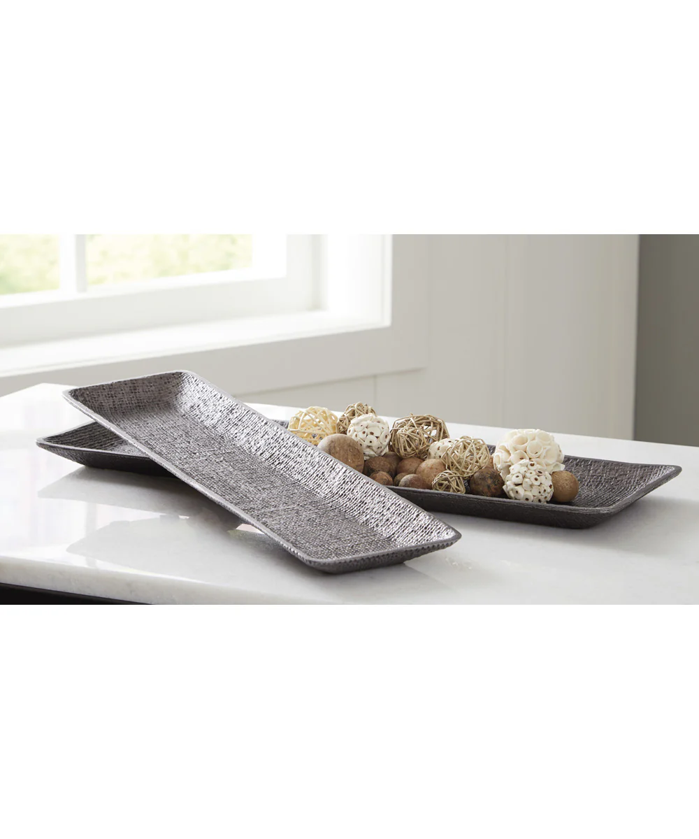 Garekton Tray Set Set of 2 Pewter - Image 2