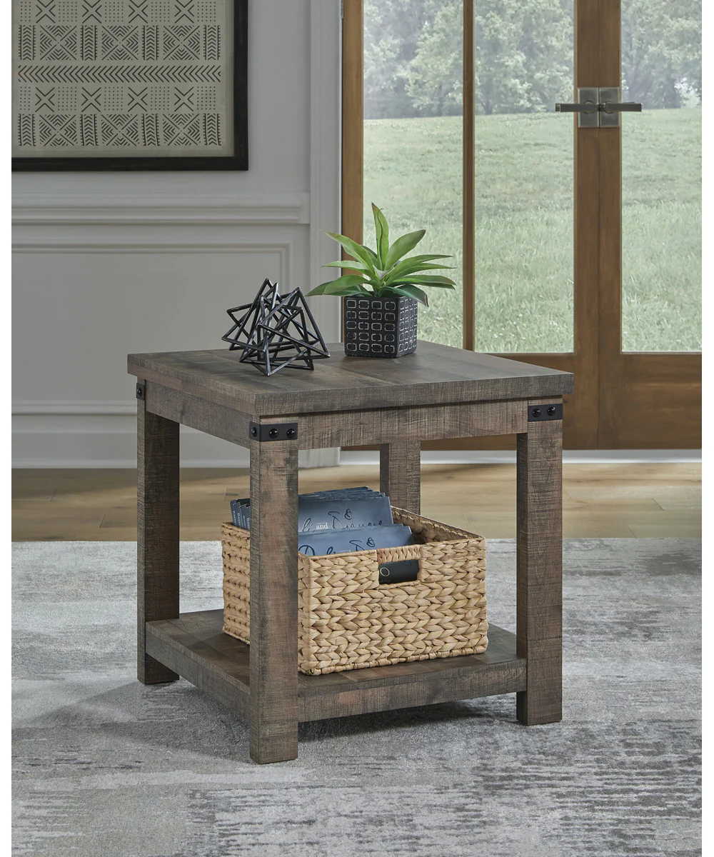 Hollum Square End Table Rustic Brown - Image 2